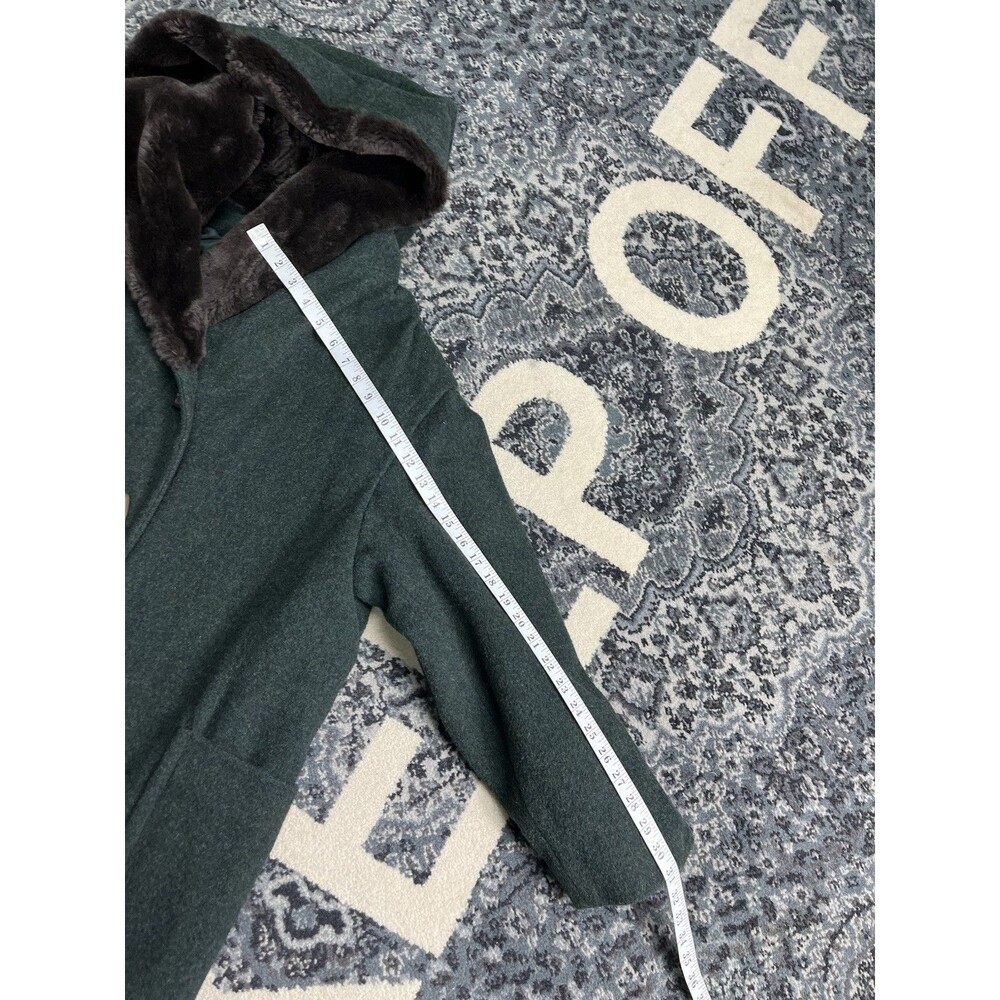Vintage Women L.L.Bean Wool Duffel Coat Faux Fur-lined Hood Cuffs Size 20 Green - Picture 13 of 15